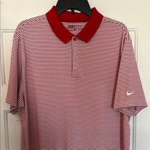 Nike Golf Men's Red Striped Polo Shirt XL Dri-fit